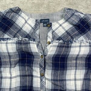 Jill Denim Women's Petite Medium Plaid Button Down Roll Tab Long Sleeve‎ Shirt